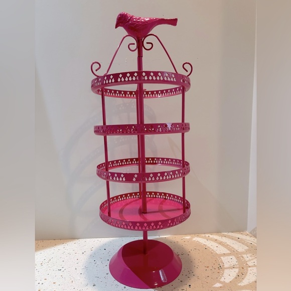 4 Tier Spinning Pink Bird‎ Cage Styled Jewelry Organizer Stand - Picture 2 of 5